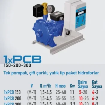 STAR POMPA 1PCB 150 T 1.1 kW 380V Tek Pompalı Çift Çarklı Yatık Tip Paket Hidrofor