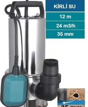 MOMENTUM PKS-1300SW -1300W-220V- PASLANMAZ GÖVDELİ PİS(KİRLİ) SU DRENAJ DALGIÇ POMPASI