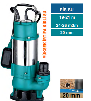 MOMENTUM PSP20-25/1.5 2hp 220v Açık Fanlı Pis Su Dalgıç Pompa